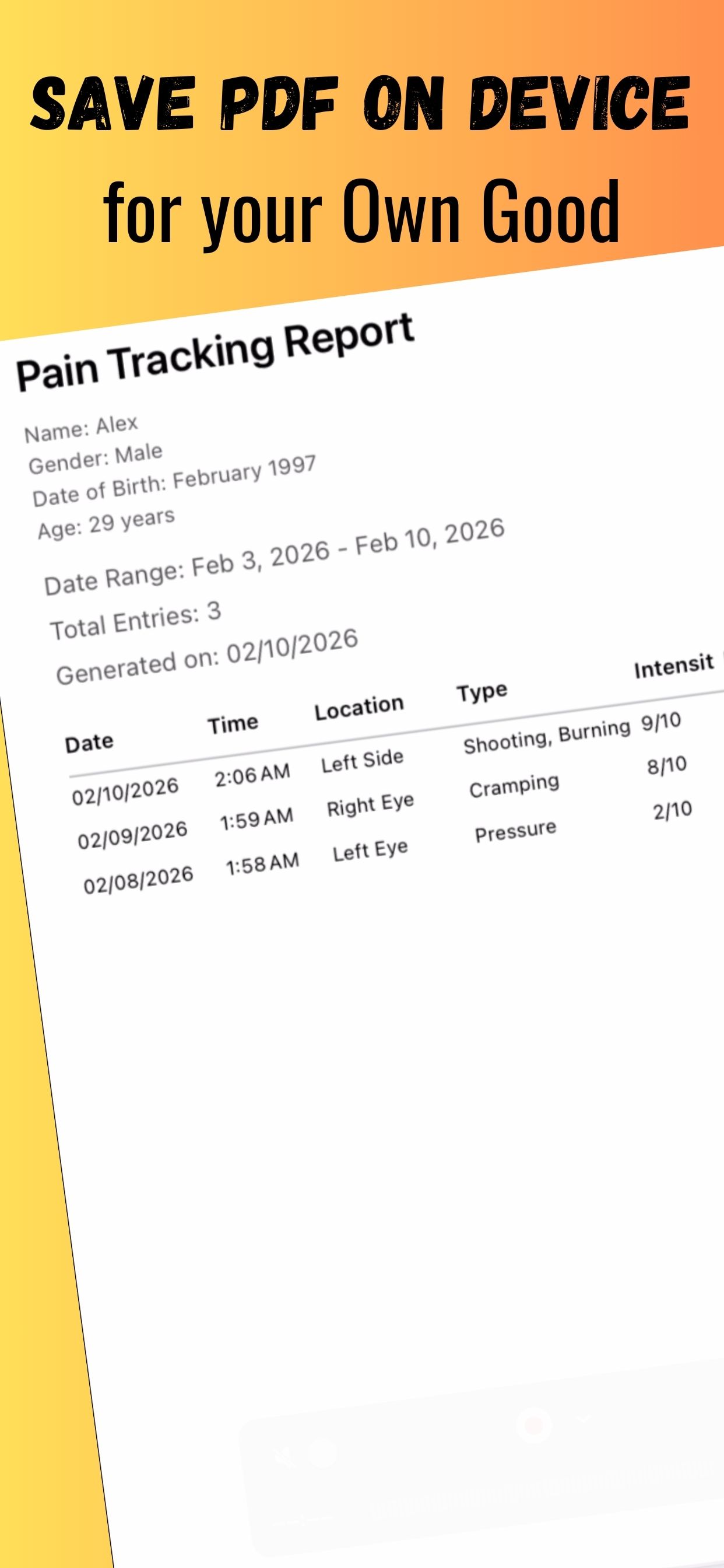 Pain Tracker Screenshot 3